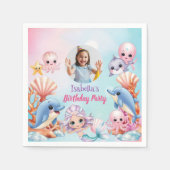 海の誕生日の下のマーメイド写真 スタンダードカクテルナプキン (正面)