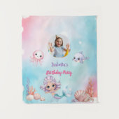 海の誕生日の下のマーメイド写真 タペストリー (正面)