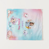 海の誕生日の下のマーメイド写真 タペストリー (正面(横))