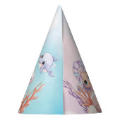 海の誕生日の下のマーメイド写真 パーティーハット (裏面)