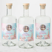 海の誕生日の下のマーメイド写真 リキュールボトルラベル (ボトル)