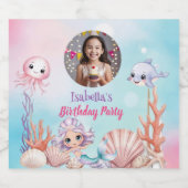 海の誕生日の下のマーメイド写真 リキュールボトルラベル (シングルラベル)