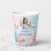 海の誕生日の下のマーメイド写真 紙コップ (裏面)