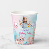 海の誕生日の下のマーメイド写真 紙コップ (正面)