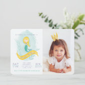 海の誕生日の下の人魚の写真のパーティー招待状。 招待状 (スタンド正面)