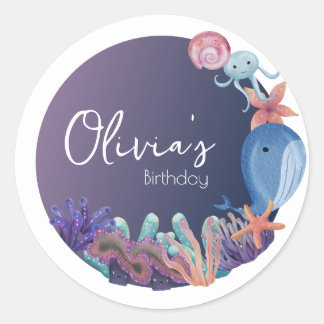 海の誕生日の下の動物 ラウンドシール