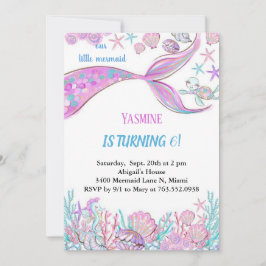 海の誕生日の下の虹のマーメイド招待状 招待状