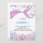 海の誕生日の下の虹のマーメイド招待状 招待状 (正面/裏面)