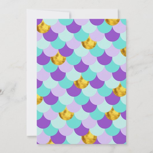 海の誕生日の下の輝きの人魚 招待状 (裏面)