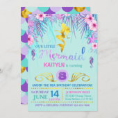 海の誕生日の下の輝きの人魚 招待状 (正面/裏面)