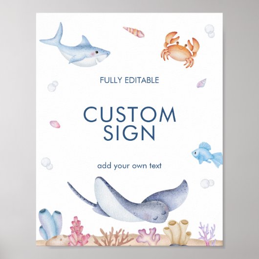 海の誕生日の下カスタムに海のサイン ポスター (正面)