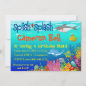海の誕生日の強打の下のSplishのしぶき! 招待状 (正面)