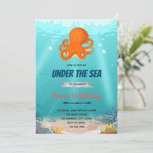 海の誕生日の招待を受けたタコ 招待状 (スタンド正面)