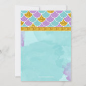 海の誕生日の招待状の下の小さい人魚 招待状 (裏面)