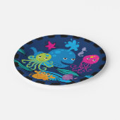 海の誕生日の紙皿の下 ペーパープレート (アングル)