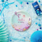 海の誕生日の紙皿の人魚のピンクの下 ペーパープレート (パーティー)