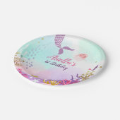 海の誕生日の紙皿の人魚のピンクの下 ペーパープレート (アングル)