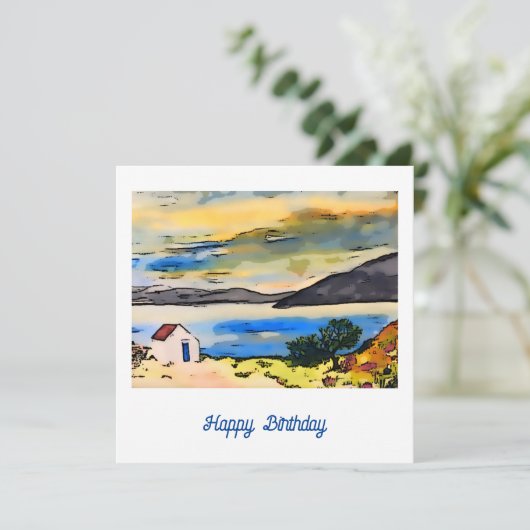 海の誕生日カードの近くのコテージ (スタンド正面)