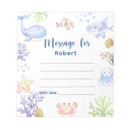 海の誕生日タイムカプセルメッセージの下 ノートパッド