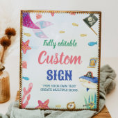 海の誕生日パーティーのテーブルの看板の下 ポスター