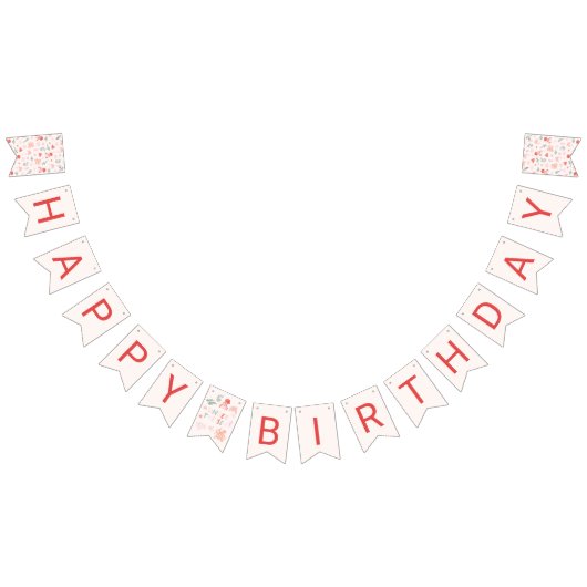 海の誕生日パーティーのディコールの下でピンク バンティングフラッグ (全)