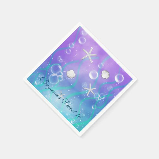 海の誕生日パーティーのナプキンスの下で魅了される スタンダードカクテルナプキン (角)