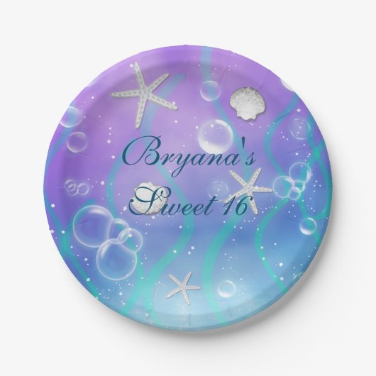 海の誕生日パーティーのプレートで魅了される ペーパープレート (正面)