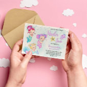 海の誕生日パーティーの下でかわいい人魚 招待状