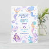 海の誕生日パーティーの下でかわいい人魚 招待状 (スタンド正面)