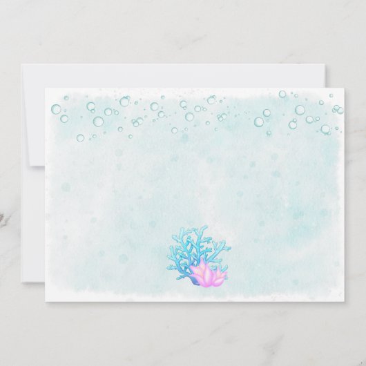 海の誕生日パーティーの下でかわいい人魚 招待状 (裏面)