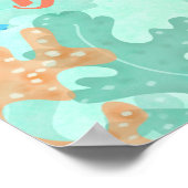 海の誕生日パーティーの下でカメ ポスター (角)