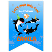 海の誕生日パーティーの下でクジラ バンティングフラッグ (第1の旗)