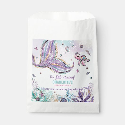 海の誕生日パーティーの下でシックなマーメイドテール フェイバーバッグ (正面)