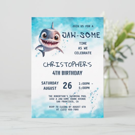 海の誕生日パーティーの下でシャーク・ジャオソーム 招待状 (スタンド正面)