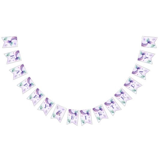 海の誕生日パーティーの下でマーメイド バンティングフラッグ (全)