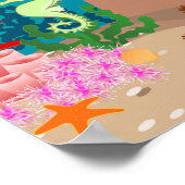 海の誕生日パーティーの下で人魚とイルカ ポスター (角)