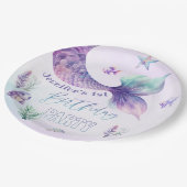 海の誕生日パーティーの下で人魚の尾 ペーパープレート (アングル)