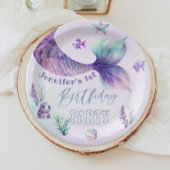 海の誕生日パーティーの下で人魚の尾 ペーパープレート