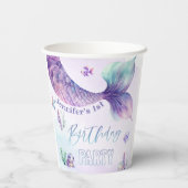 海の誕生日パーティーの下で人魚の尾 紙コップ (裏面)