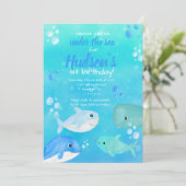 海の誕生日パーティーの下で、海の動物たち 招待状 (スタンド正面)