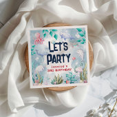 海の誕生日パーティーの下にかわいいキッズウォーター色 スタンダードカクテルナプキン