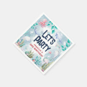 海の誕生日パーティーの下にかわいいキッズウォーター色 スタンダードカクテルナプキン (角)