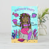 海の誕生日パーティーの下のエスニック人魚 招待状 (スタンド正面)