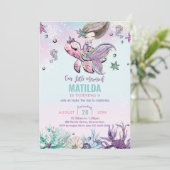 海の誕生日パーティーの下のブルネットマーメイド 招待状 (スタンド正面)