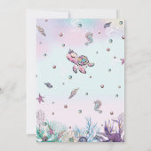 海の誕生日パーティーの下のブルネットマーメイド 招待状 (裏面)