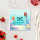 海の誕生日パーティーの下のリトル人魚 スタンダードカクテルナプキン (インサイチュ)