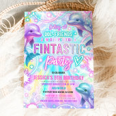 海の誕生日パーティーの下のレインボードルフィン 招待状
