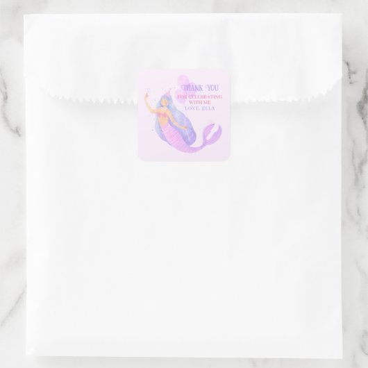 海の誕生日パーティーの下の人魚ありがとう スクエアシール (バッグ)