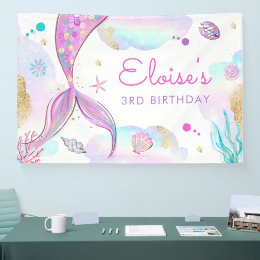 海の誕生日パーティーの下の人魚の歓迎 横断幕 (トレードショー)
