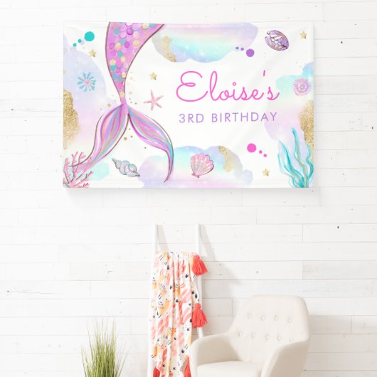 海の誕生日パーティーの下の人魚の歓迎 横断幕 (インサイチュ)